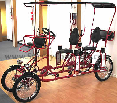 four (4) wheel, four (4) two (2) person Surrey bike bicycle quadricycle