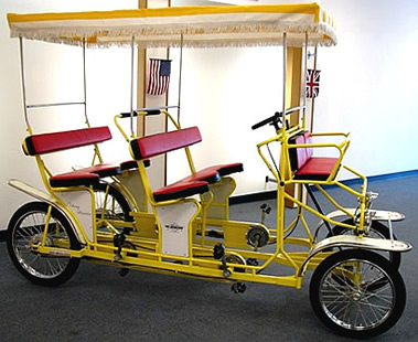 Four (4) wheel, two (2) person, four (4) person Surrey bicycle bike